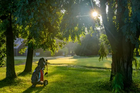 terrain-de-golf-avec-de-la-brume-et-un-sac-de-golf
